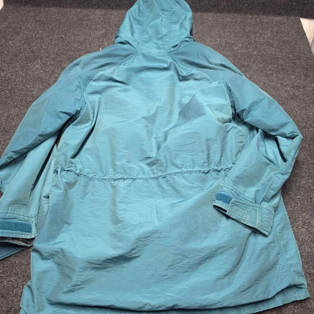 Woolrich Vintage Teal Blue Plaid Flannel Lined Hooded Parka Jacket Large